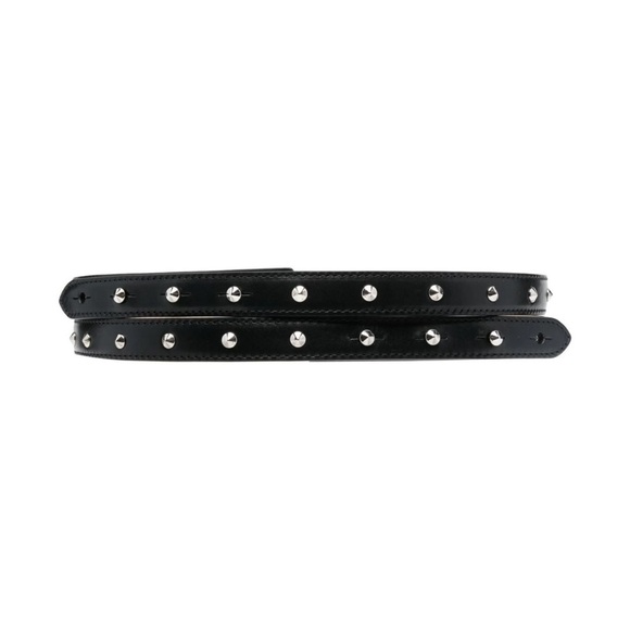 Alexander McQueen Studded D Thin Leather Belt in Black